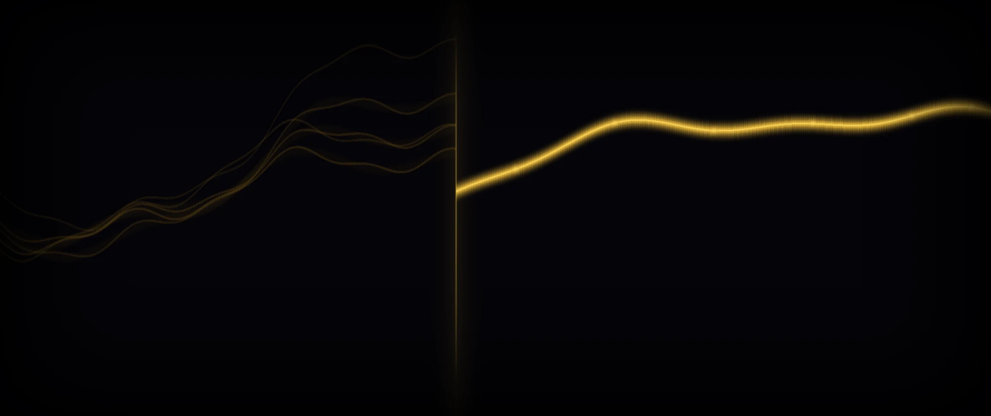A dark field threaded with luminous gold filaments — a neural embedding lattice on one side, a faint sitar silhouette dissolving into the mesh on the other, joined at the centre by a single bright retrieval arc.
